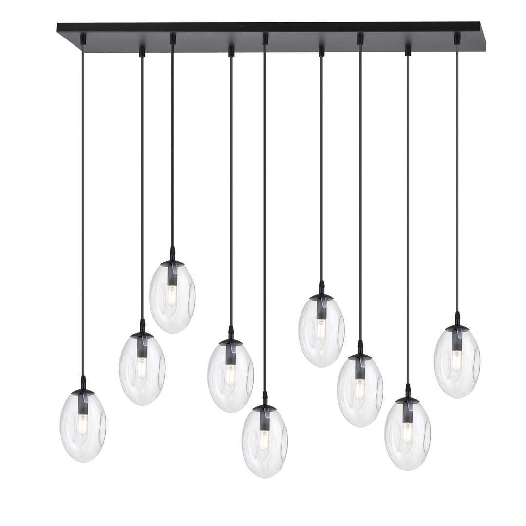 Plafon Astral 9 pkt czarny klosz transparentny loftowy do salonu E14 Emibig