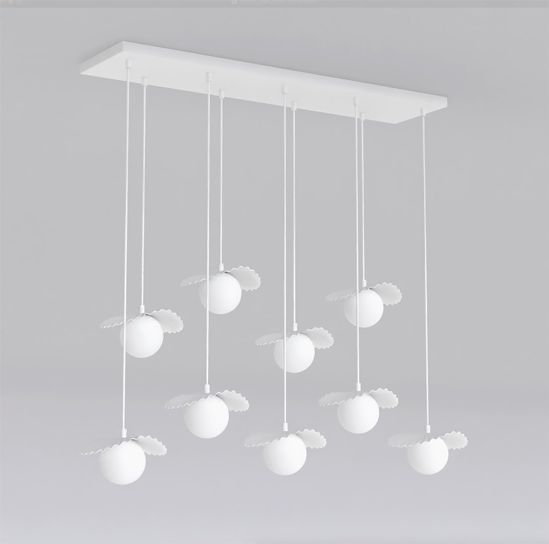 Żyrandol Flora 9 pkt biały szklany klosz minimalistyczny G9 Emibig