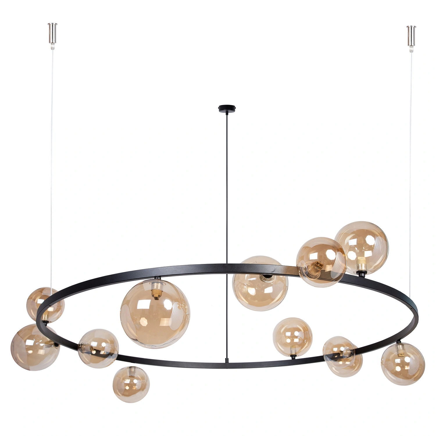 Żyrandol Sigma Lighting Bolero 12 czarny szklany klosz bursztyn 12xG9