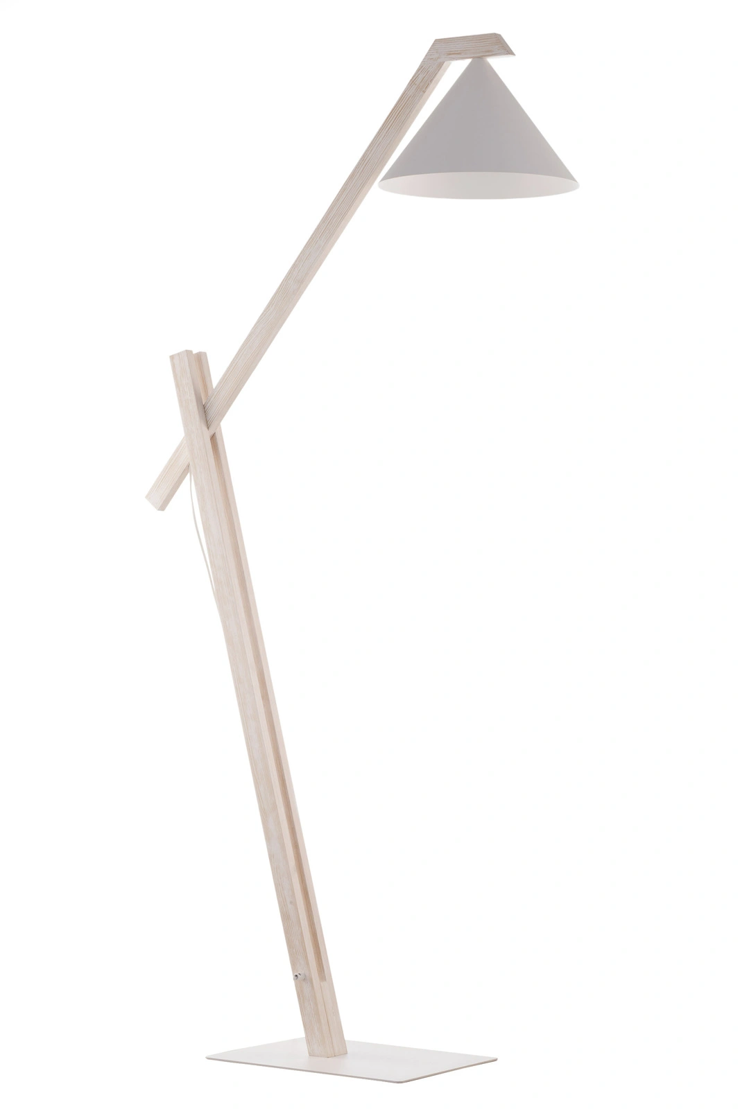 Lampa podłogowa Sigma Deco biały, drewno bielone metalowa klosz beżowy E27