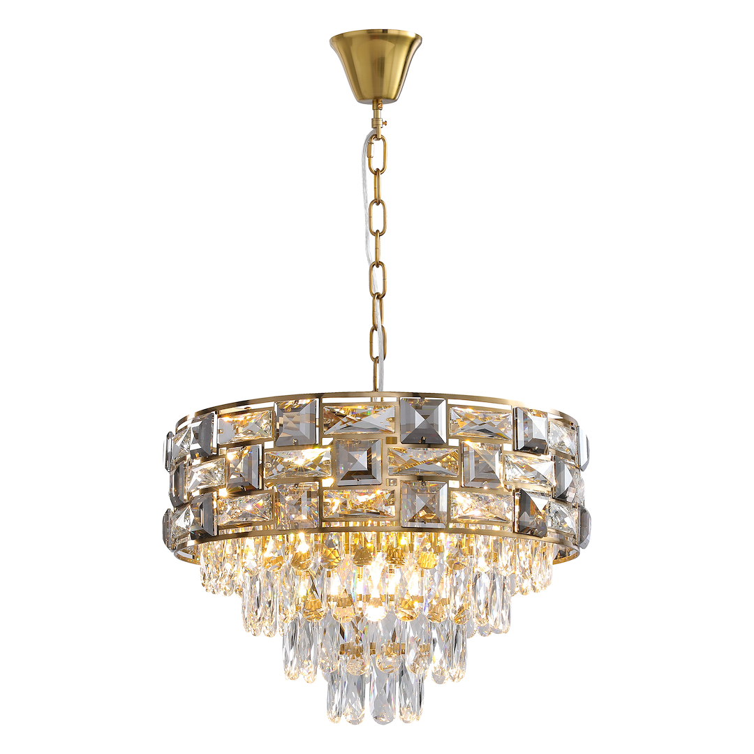 Żyrandol kryształowy Milagro Luxuria nowoczesny złoty 9xE14 40W Ø50 cm